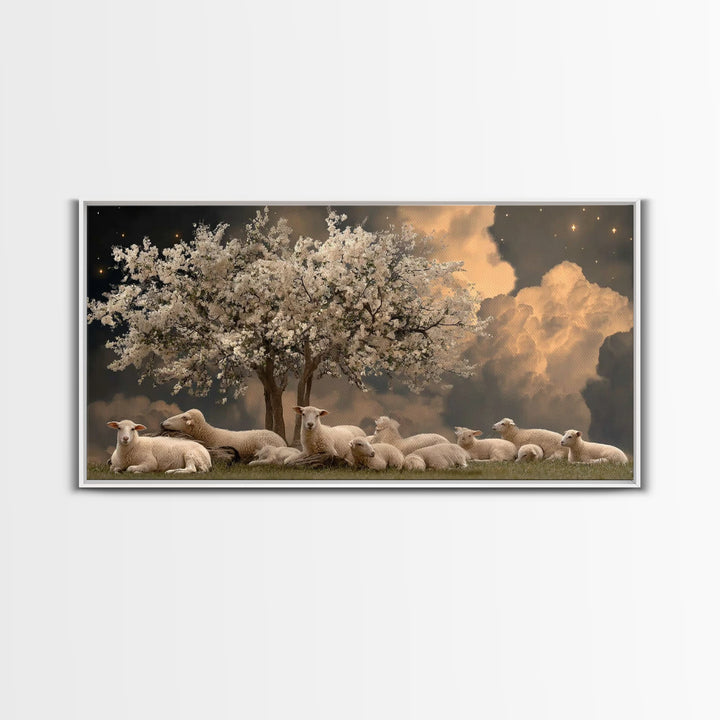 Silent Orchard Hope | Framed Canvas Print | Christian Art Work | Jesus Painting | Christian Christmas Decor | Large Christian Art