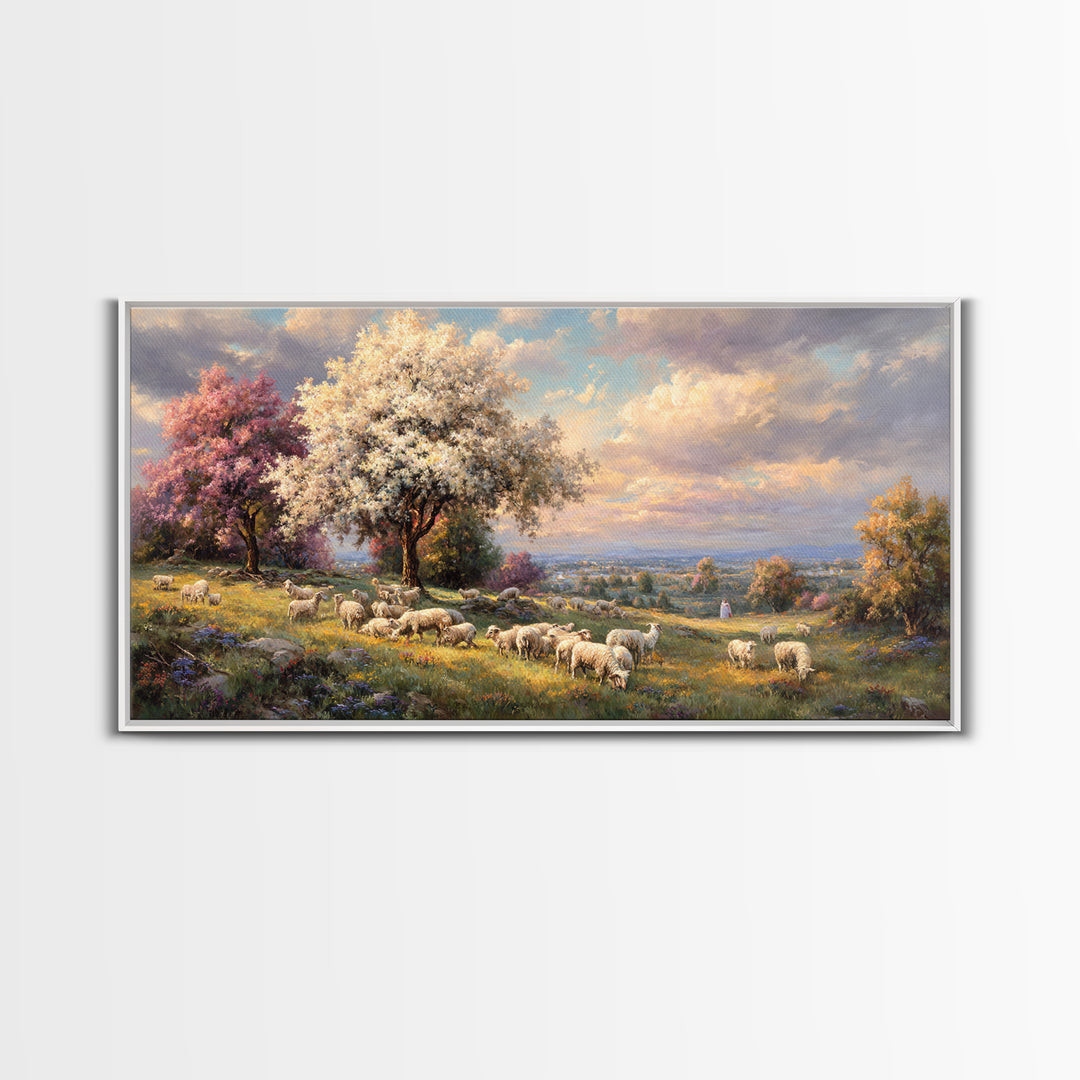 Shepherd’s Dawn, Framed Canvas Print, Christian Art Canvas, Jesus Painting, Christian Gift, Christmas Art Work