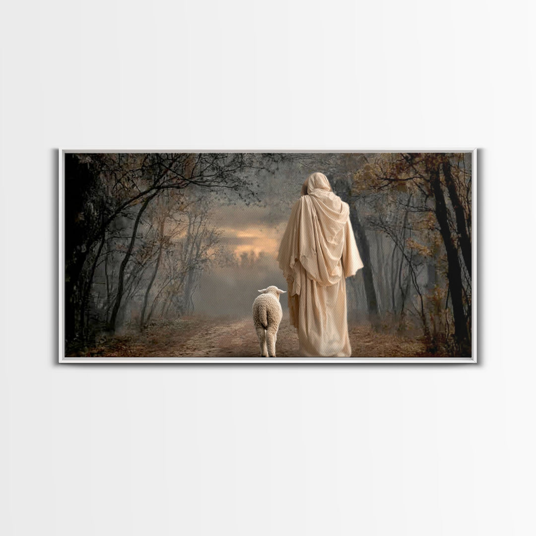Guiding Shepherd - Framed Canvas Print - Jesus Painting - Christian Wall Art - Christian Christmas Decor - Christian Art Print
