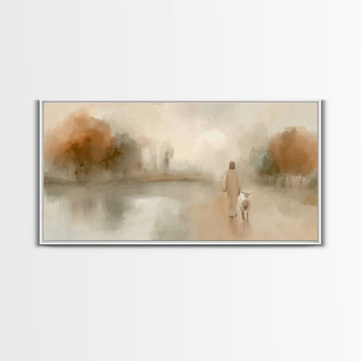 Quiet Redeemer – Framed Canvas Print – Christian Art Canvas – Jesus Painting – Christian Wall Art – Minimalist Christian Art – Christian Gi