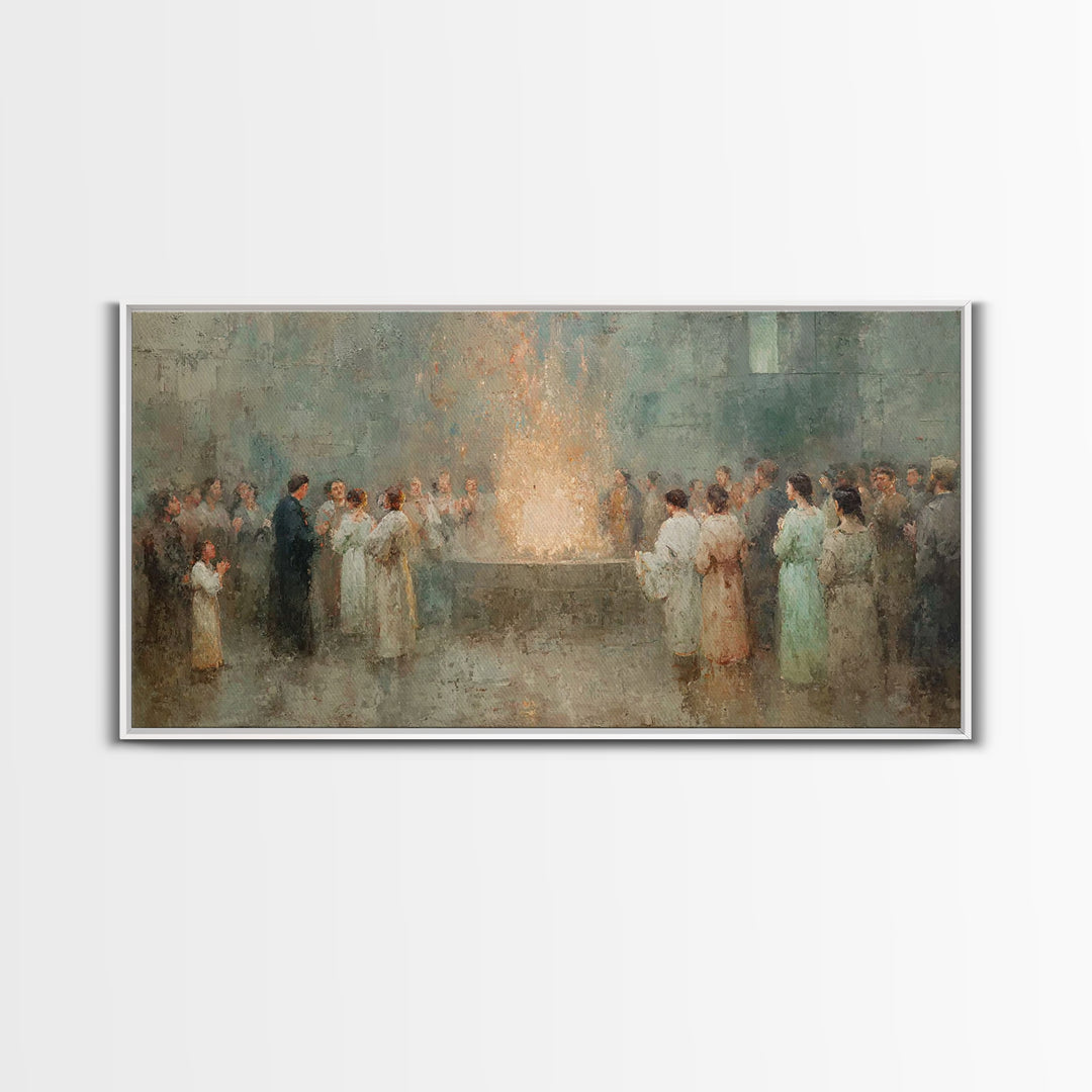 Holy Fire Circle, Framed Canvas Print, Christian Art Canvas, Christian Painting, Christmas Wall Art, Christian Christmas Art