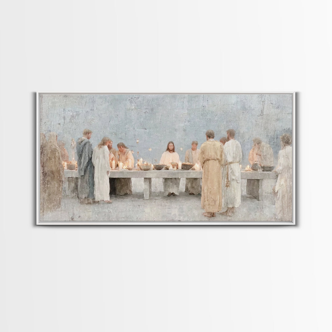 Last Supper Grace – Framed Canvas Print – Christian Art Canvas – Christian Wall Art – Jesus Painting – Christmas Art