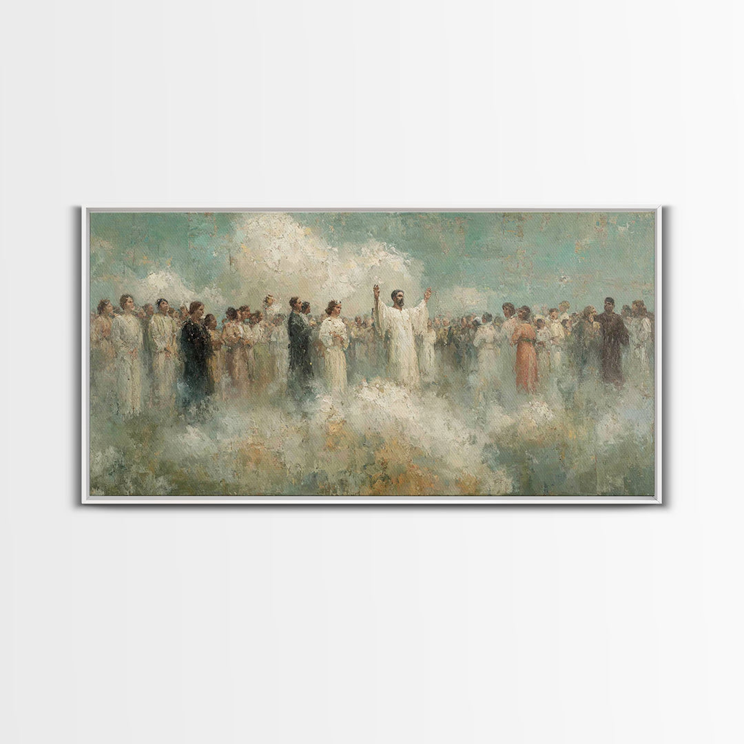 Heavenly Gathering – Framed Canvas Print – Christian Art Canvas – Christian Wall Art – Christian Christmas Art – Large Christian Painting –