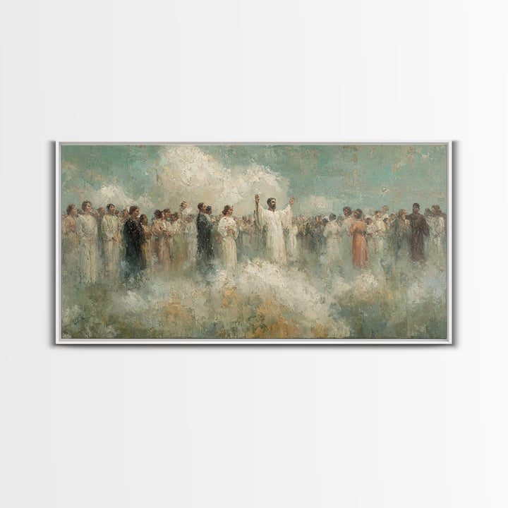 Heavenly Gathering – Framed Canvas Print – Christian Art Canvas – Christian Wall Art – Christian Christmas Art – Large Christian Painting –
