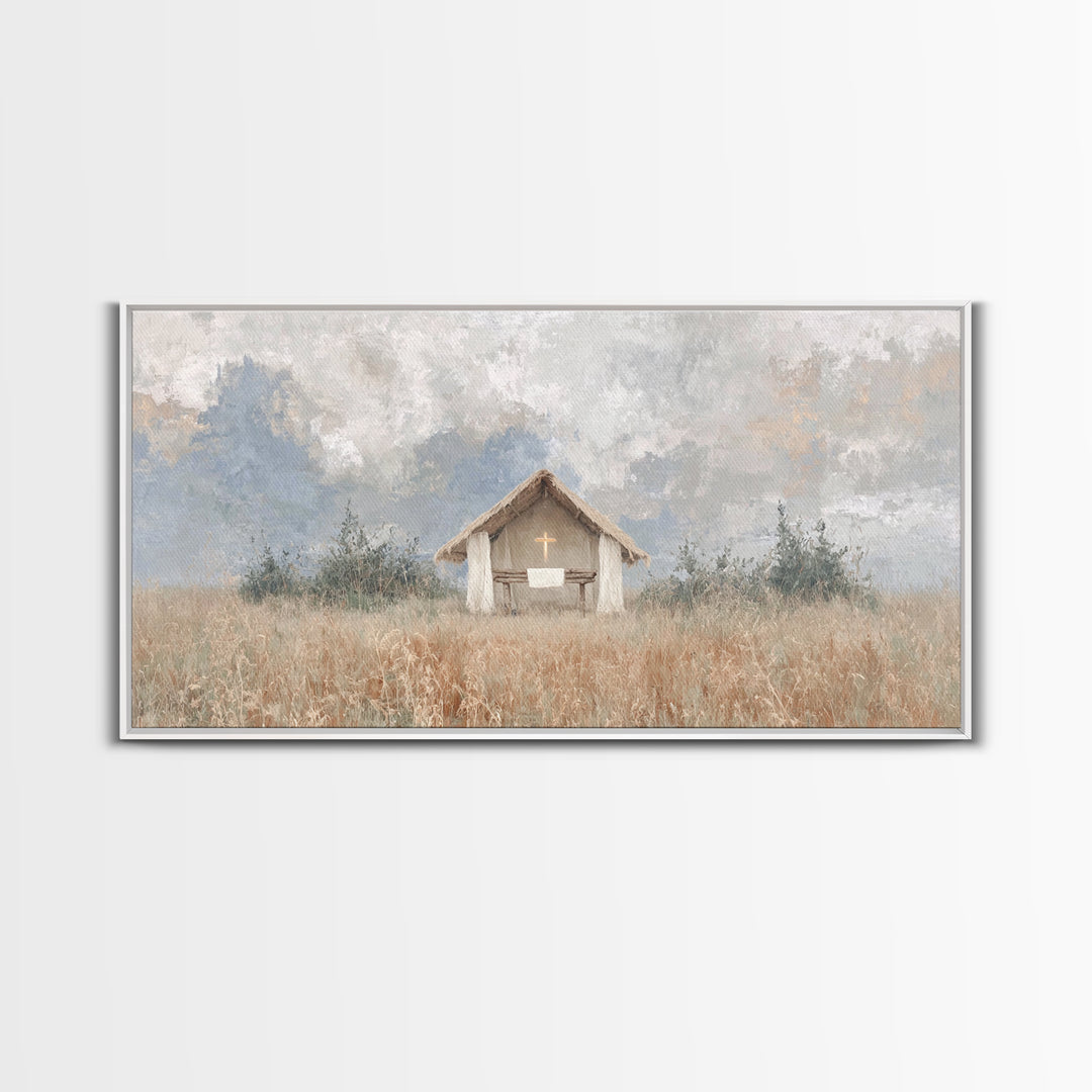 Fieldside Sanctuary – Framed Canvas Print – Christian Decor – Christian Wall Art – Minimalist Christian Art – Christian Art Canvas – Subtle