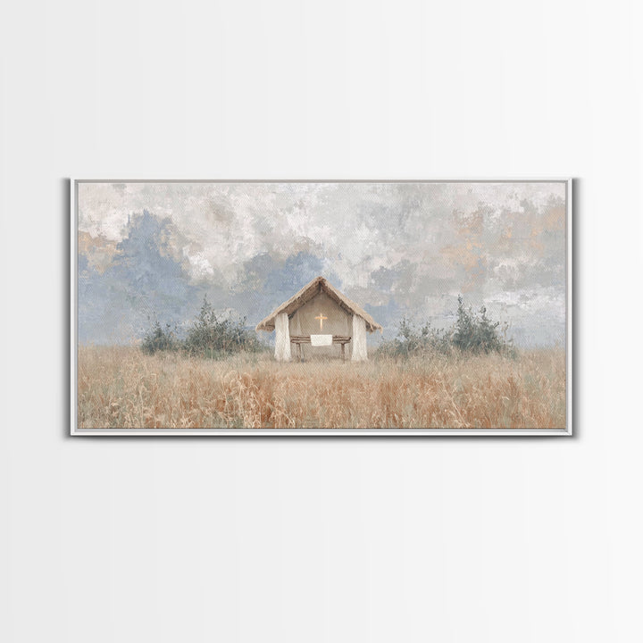 Fieldside Sanctuary – Framed Canvas Print – Christian Decor – Christian Wall Art – Minimalist Christian Art – Christian Art Canvas – Subtle