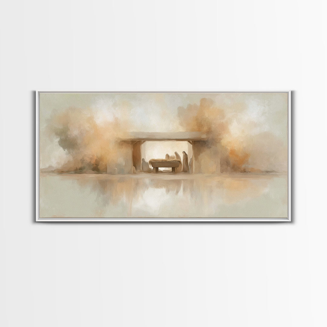 Nativity Dawn – Framed Canvas Print – Christian Christmas Art – Christmas Canvas Wall Art – Christian Wall Art – Modern Christian Art – Chr