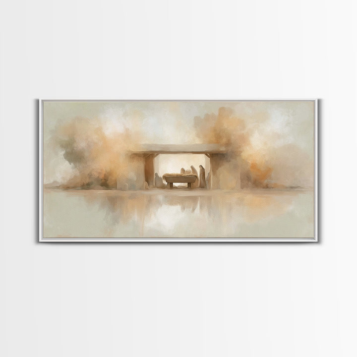 Nativity Dawn – Framed Canvas Print – Christian Christmas Art – Christmas Canvas Wall Art – Christian Wall Art – Modern Christian Art – Chr