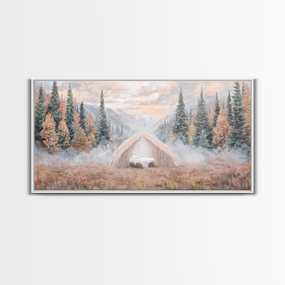 Forest Nativity | Framed Canvas Print | Christian Christmas Art | Jesus Painting | Christian Wall Art | Christmas Art | Christian Art Canva