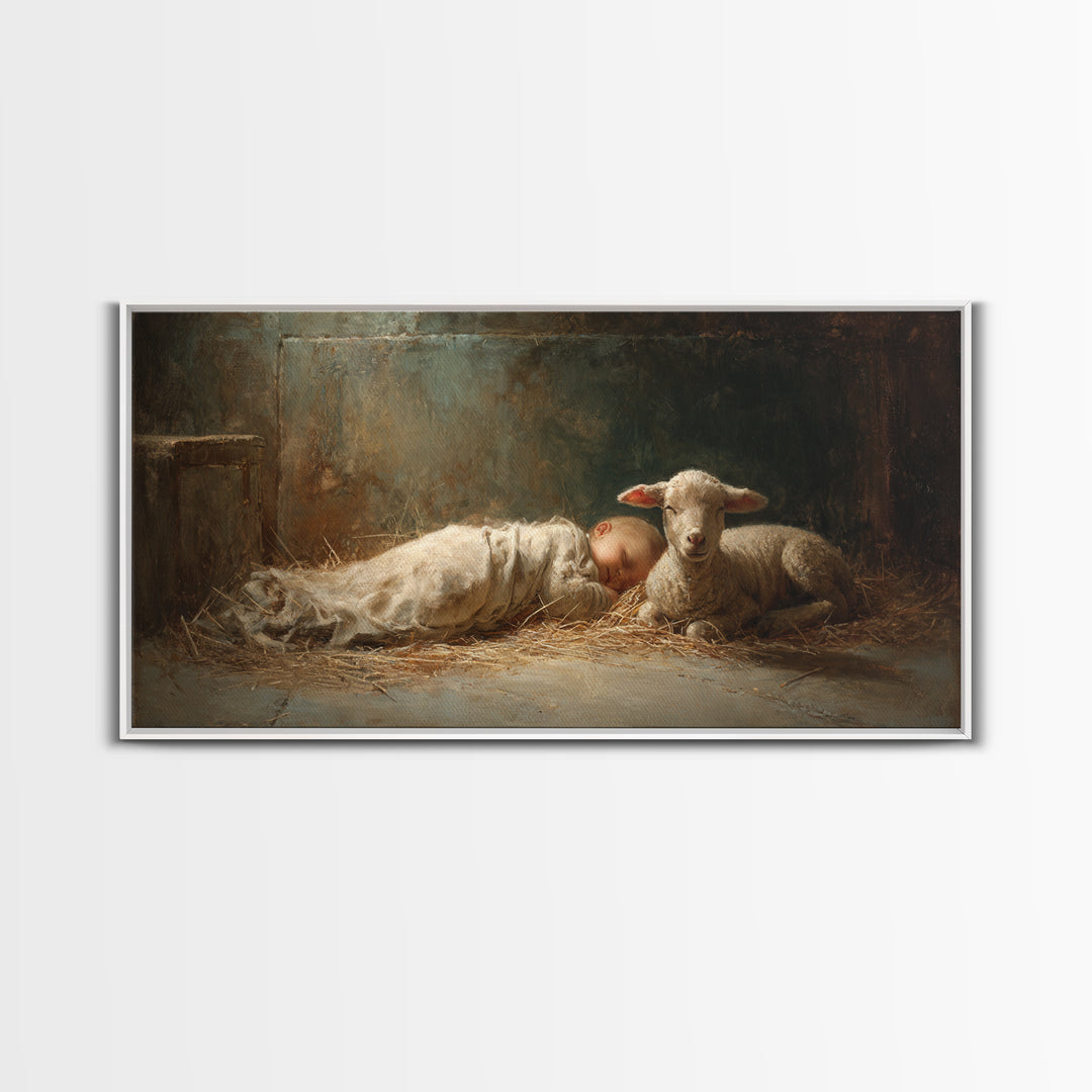 Shepherd Light | Framed Canvas Print | Christian Art Canvas | Jesus Painting | Christian Wall Art | Christian Christmas Art | Christmas Art