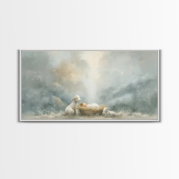 Lamb Of Peace – Framed Canvas Print – Christian Wall Art – Christian Art Canvas – Jesus Painting – Christian Christmas Art – Christmas Art