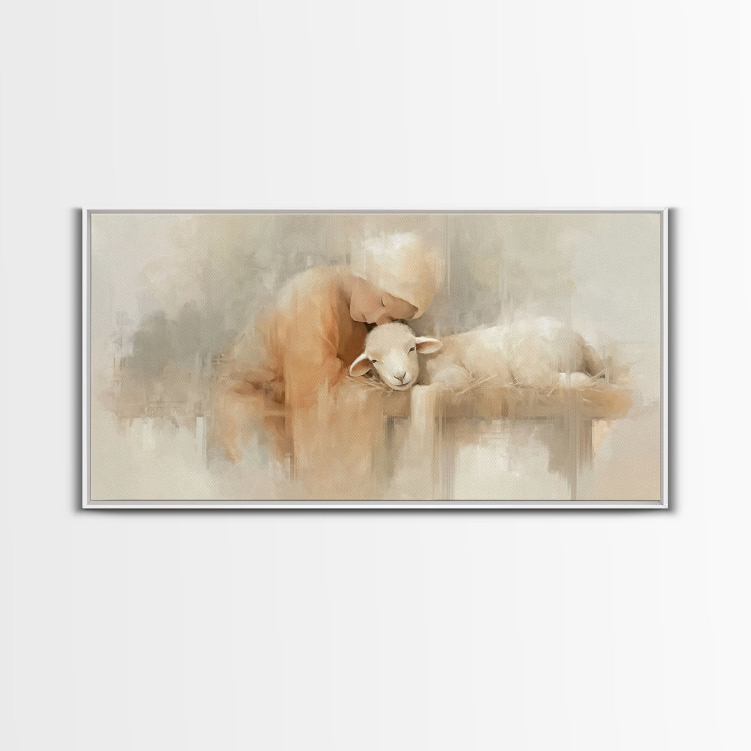 Tender Blessing – Framed Canvas Print – Christian Art Canvas – Christian Christmas Art – Christian Wall Art – Jesus Painting – Christmas Ar