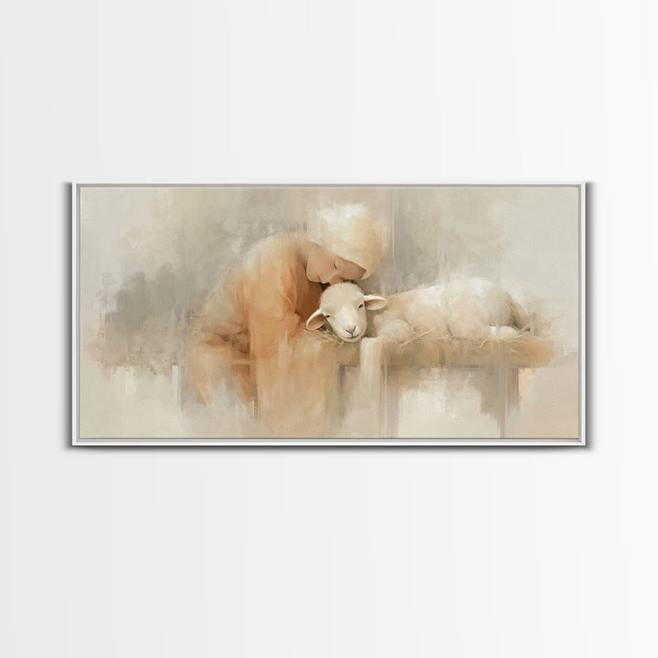 Tender Blessing – Framed Canvas Print – Christian Art Canvas – Christian Christmas Art – Christian Wall Art – Jesus Painting – Christmas Ar