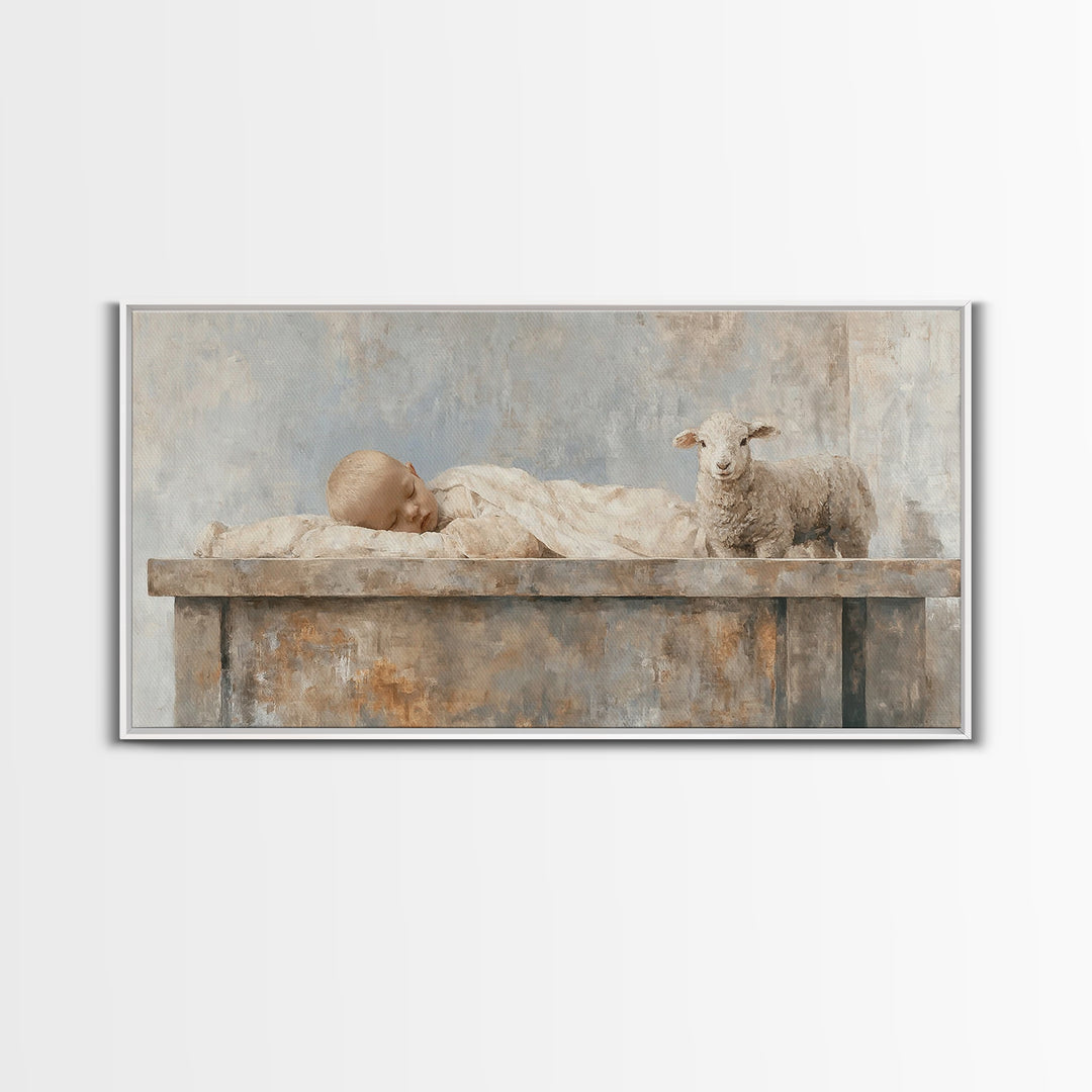 Manger Peace Dawn – Framed Canvas Print – Christian Wall Art – Christian Art Canvas – Jesus Christmas Art – Christmas Art Prints