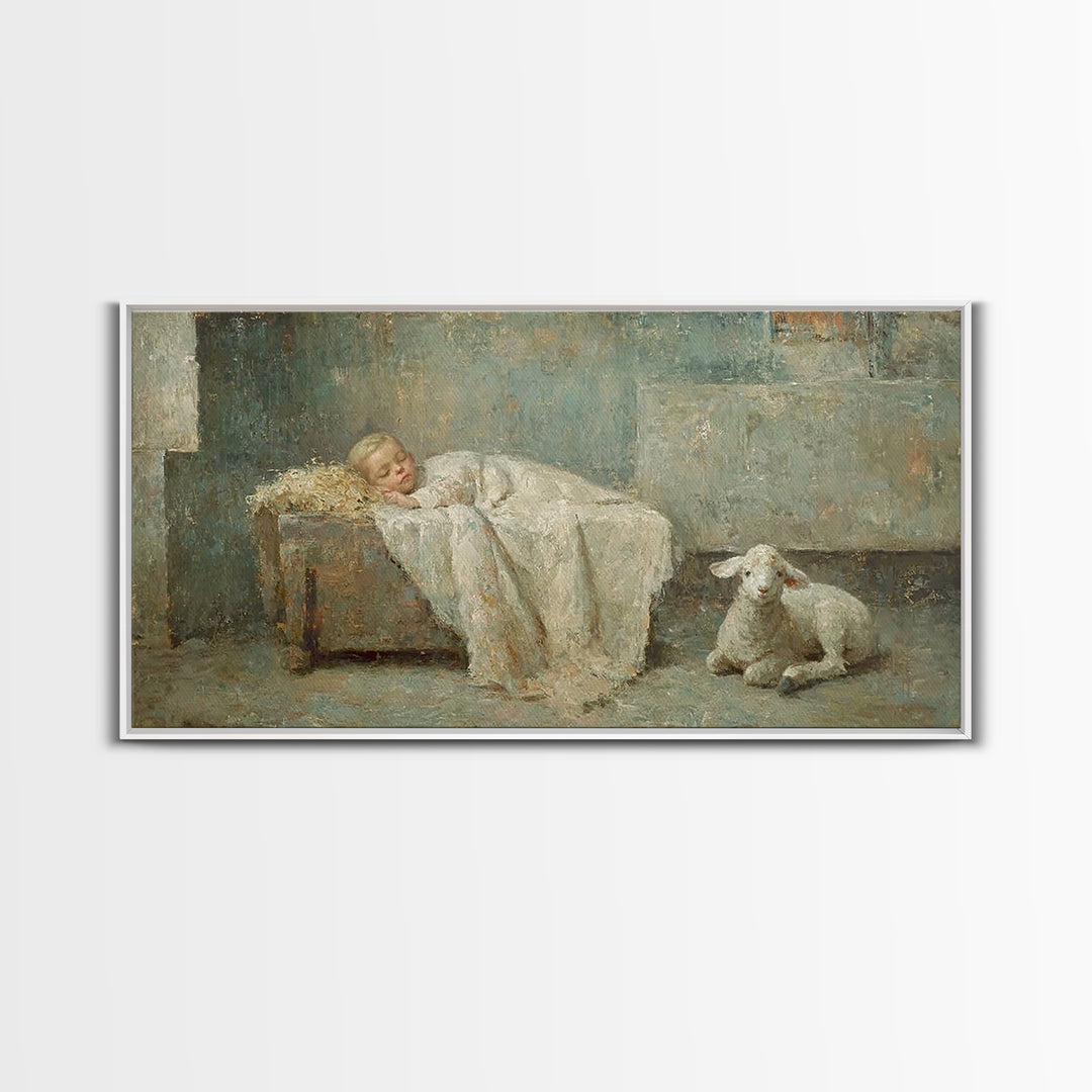 Silent Holy Rest – Framed Canvas Print – Christian Art Canvas – Christmas Wall Art – Jesus Painting – Christian Christmas Decor