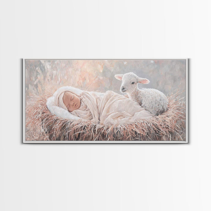 Light Of Nativity – Framed Canvas Print – Christian Art Canvas – Christian Christmas Art – Jesus Painting – Christmas Wall Art