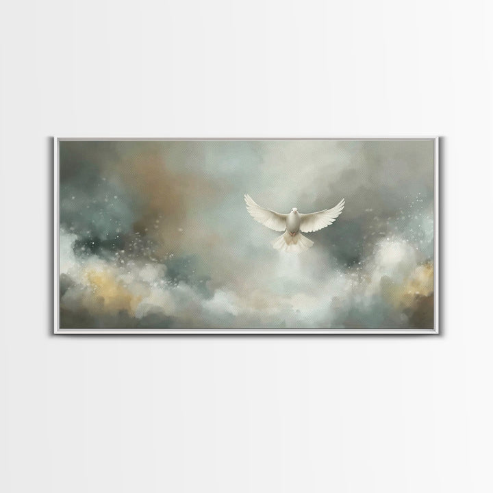 Cloudborne Peace – Framed Canvas Print – Christian Art Print – Blue Christian Art – Christian Decor For Home – Christmas Art