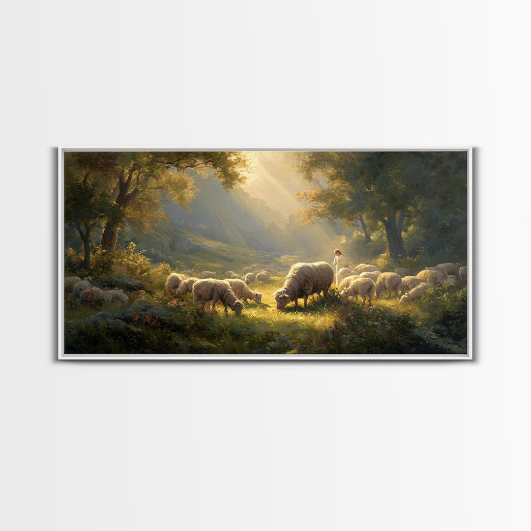 Shepherds Of Light – Framed Canvas Print – Christian Wall Art – Christian Art Canvas – Jesus Painting – Christmas Art – Christian Christmas