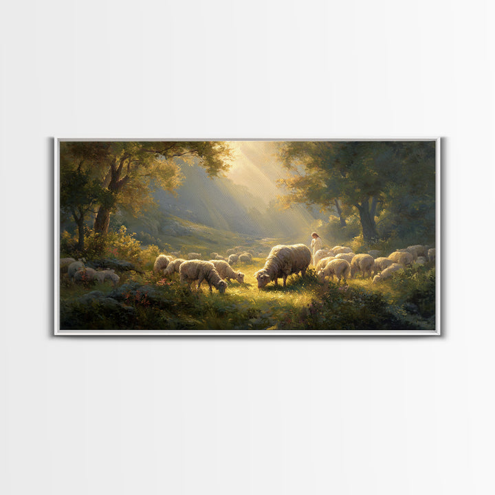 Shepherds Of Light – Framed Canvas Print – Christian Wall Art – Christian Art Canvas – Jesus Painting – Christmas Art – Christian Christmas