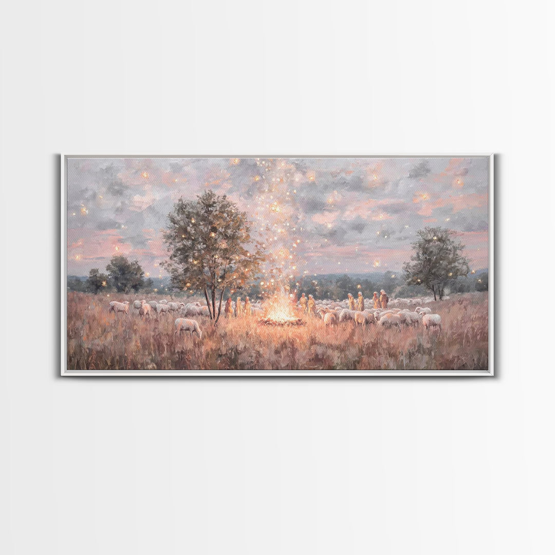 Glory In The Field | Framed Canvas Print | Christian Art Canvas | Christmas Art | Christian Wall Art | Jesus Painting | Christian Christmas