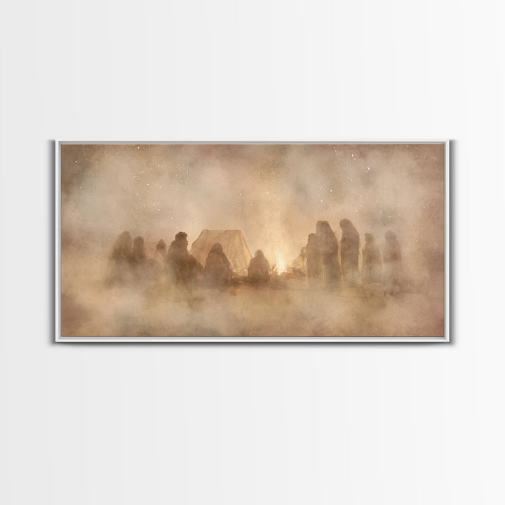 Silent Star Gathering | Framed Canvas Print | Christian Wall Art | Jesus Painting | Christmas Art | Christian Christmas Art | Christian Art