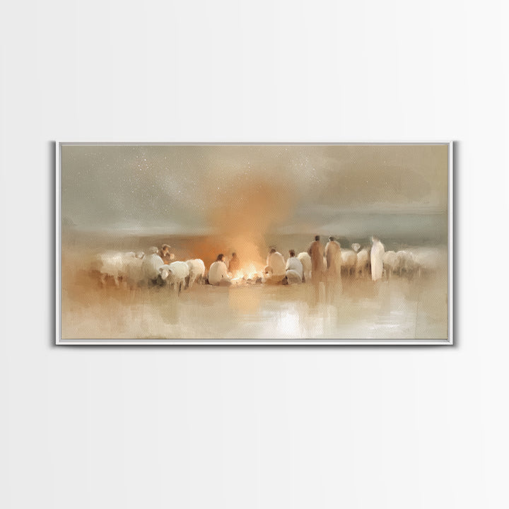 Starborn Vigil | Framed Canvas Print | Christian Wall Art | Christmas Art | Jesus Painting | Christian Christmas Art | Christian Art Canvas