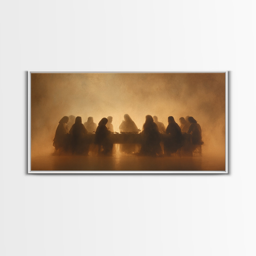 Golden Gathering | Framed Canvas Print | Christian Wall Art | Christian Art Canvas | Jesus Painting | Christian Christmas Decor | Christian