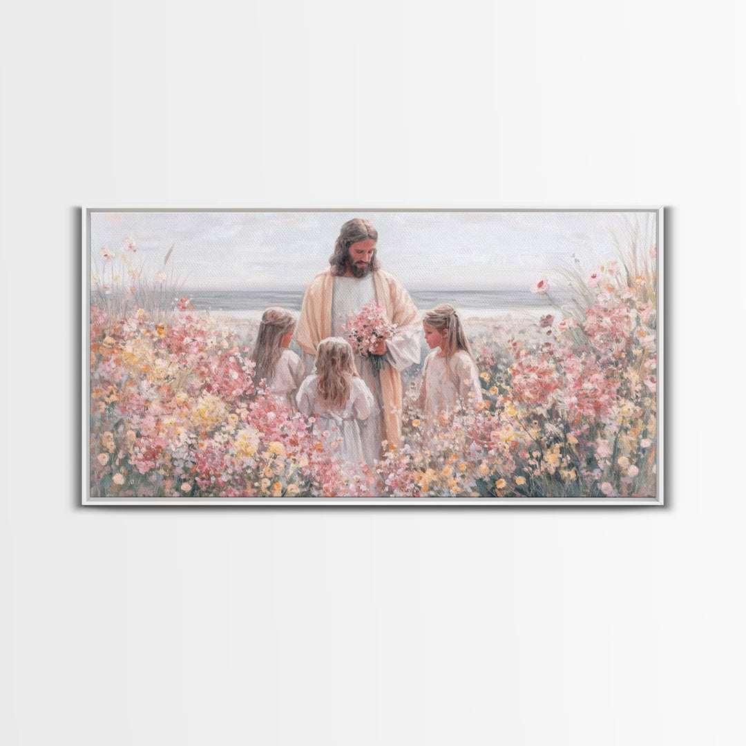 Blossoms Of Grace – Framed Canvas Print – Christian Wall Art – Jesus Painting – Christian Art Canvas – Christian Decor – Christian Gift Ide