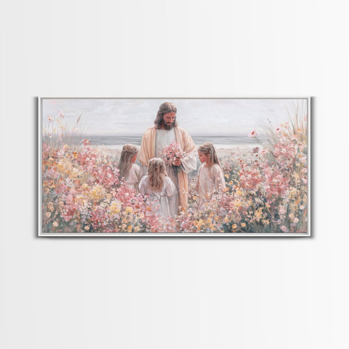 Blossoms Of Grace – Framed Canvas Print – Christian Wall Art – Jesus Painting – Christian Art Canvas – Christian Decor – Christian Gift Ide