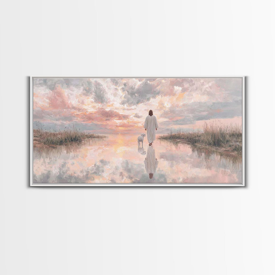Sunset Promise, Framed Canvas Print, Christian Art Canvas, Christian Wall Art, Jesus Painting, Christian Christmas Art, Modern Christian Pa