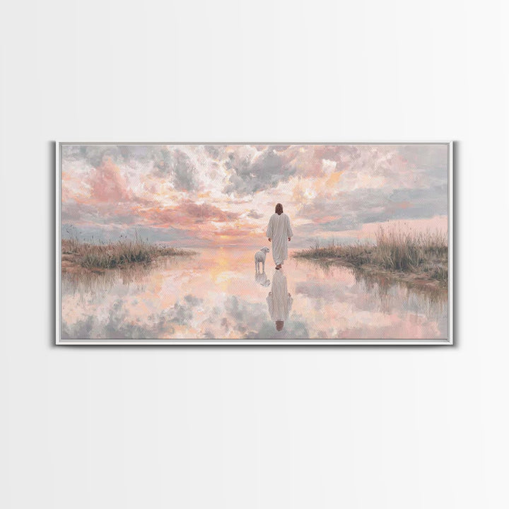 Sunset Promise, Framed Canvas Print, Christian Art Canvas, Christian Wall Art, Jesus Painting, Christian Christmas Art, Modern Christian Pa