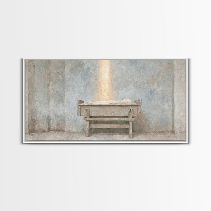 Infant Promise Glow, Framed Canvas Print, Christian Art Work, Minimalist Christian Art, Christmas Art Prints, Christian Christmas