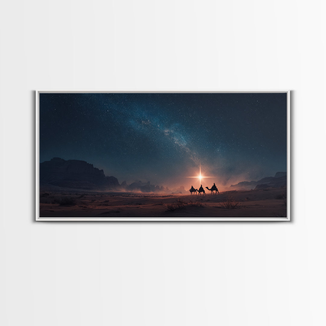 Night Star Caravan – Framed Canvas Print – Jesus Painting – Christian Wall Art – Christian Art Canvas – Christian Art Print – Christmas Art