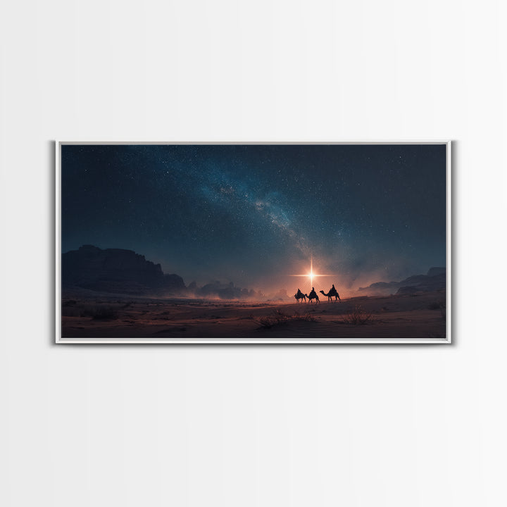 Night Star Caravan – Framed Canvas Print – Jesus Painting – Christian Wall Art – Christian Art Canvas – Christian Art Print – Christmas Art
