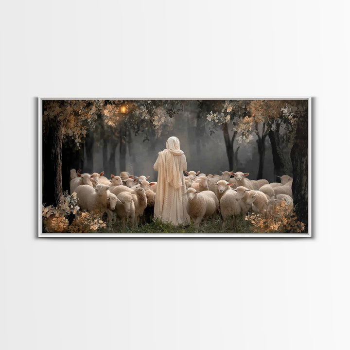 Shepherd’s Care | Framed Canvas Print | Christian Wall Art | Christmas Art | Christian Art Canvas | Jesus Painting | Christian Art Print