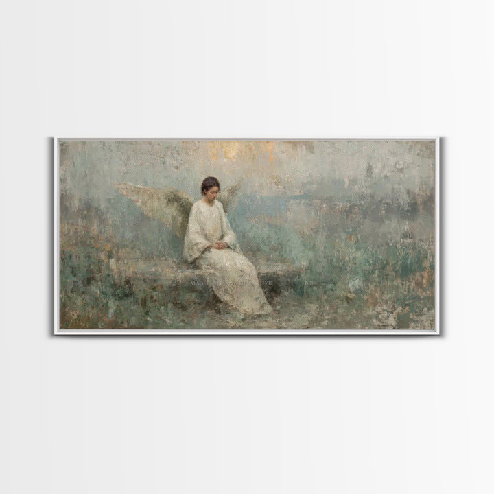 Silent Guardian - Framed Canvas Print - Christian Art Canvas - Angel Christian Art - Christian Wall Art - Subtle Christian Art