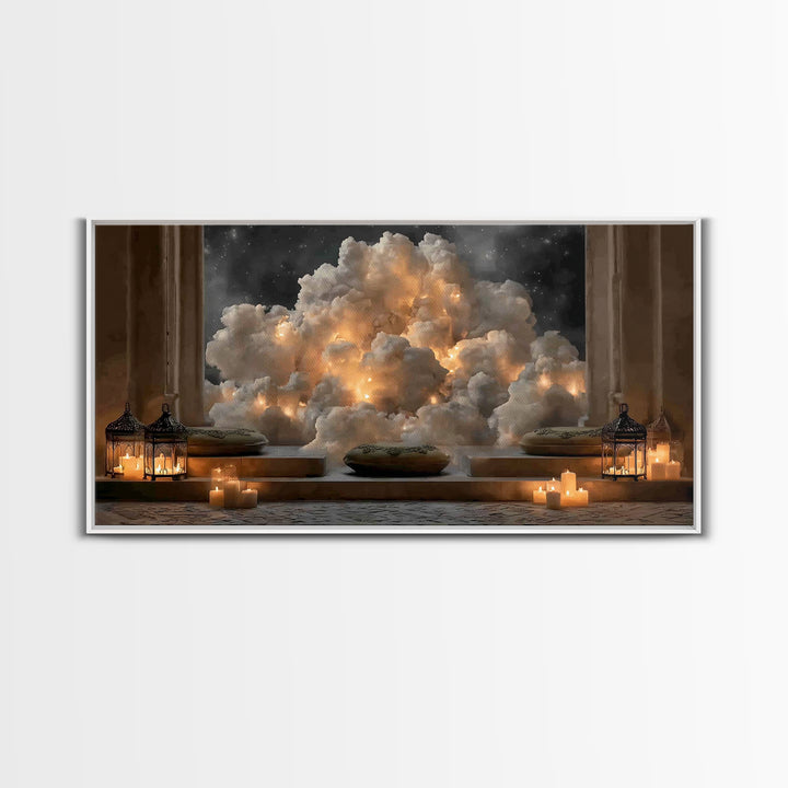 Celestial Glow - Framed Canvas Print - Christian Christmas Art - Christian Art Canvas - Moody Christmas Art - Christian Wall Art