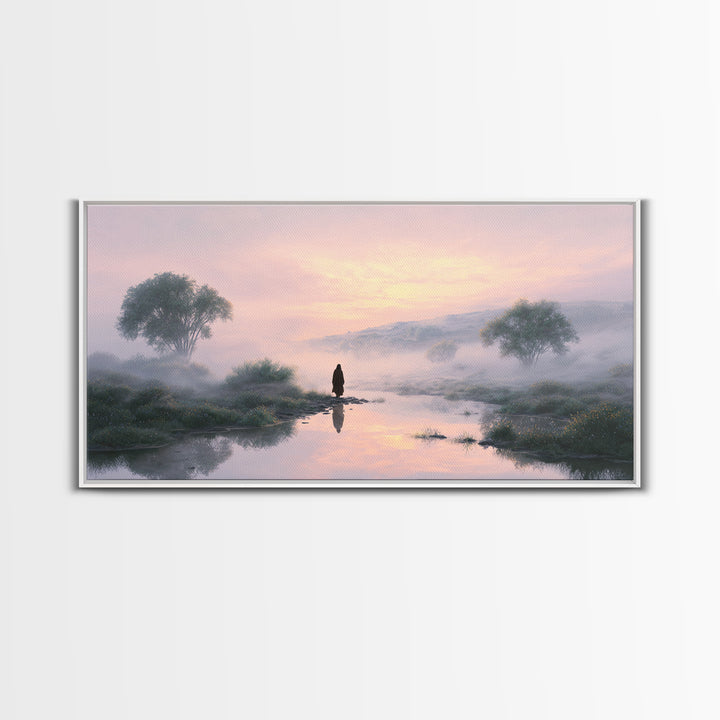 Misty Valley Peace – Framed Canvas Print – Christian Wall Art – Jesus Painting – Christian Art Canvas – Subtle Christian Art – Christian De