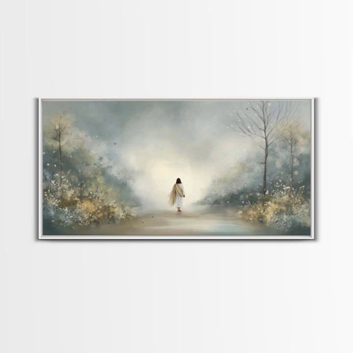 Garden Way Promise, Framed Canvas Print, Christian Wall Art, Jesus Painting, Christian Art Canvas, Modern Christian Art, Christian Gift Ide