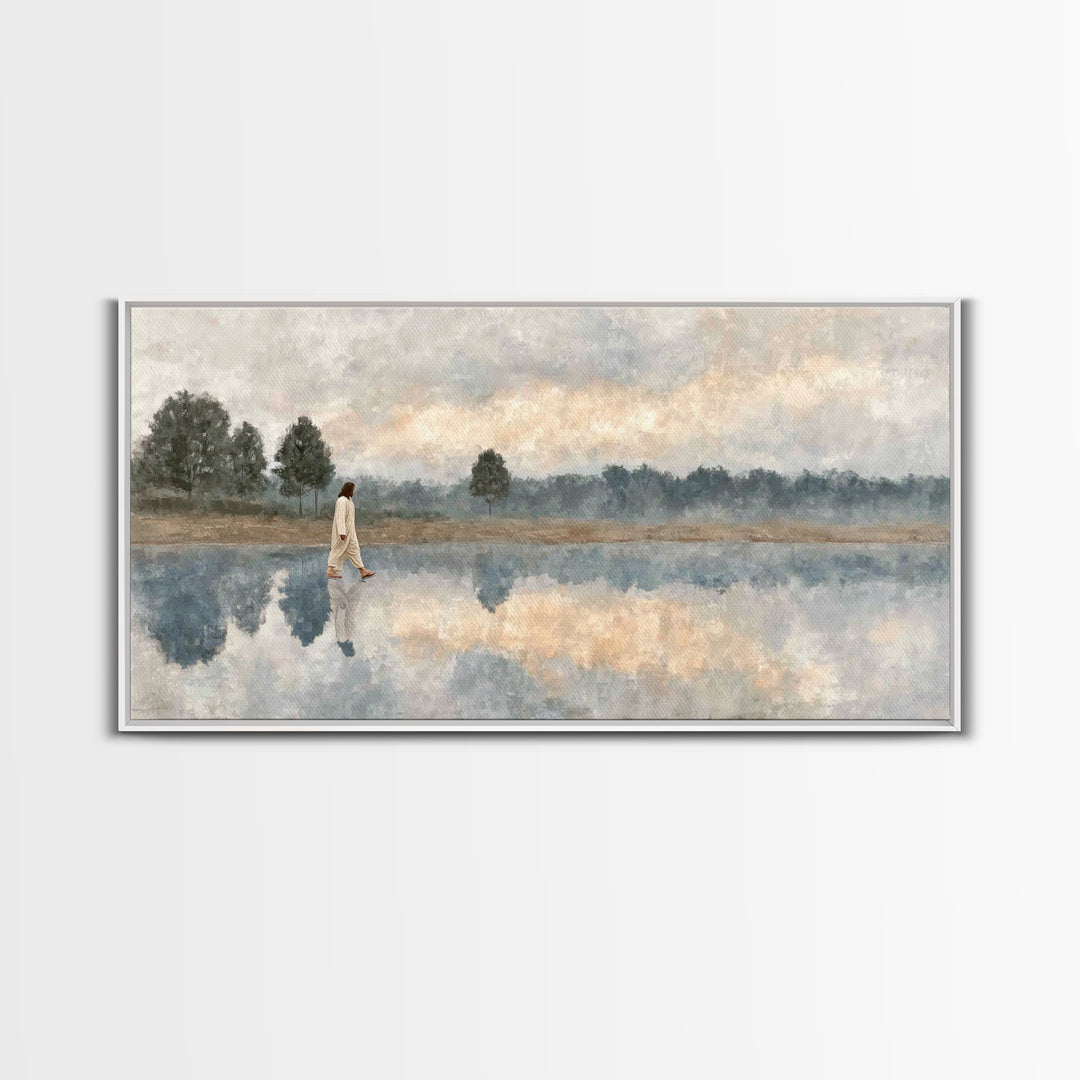 Shoreline Of Mercy – Framed Canvas Print – Jesus Painting – Christian Wall Art – Christian Art Canvas – Subtle Christian Paintings – Christ