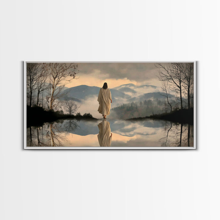 Mountain Peace Journey – Framed Canvas Print – Christian Wall Art – Jesus Painting – Christian Art Canvas – Moody Christian Art – Christian