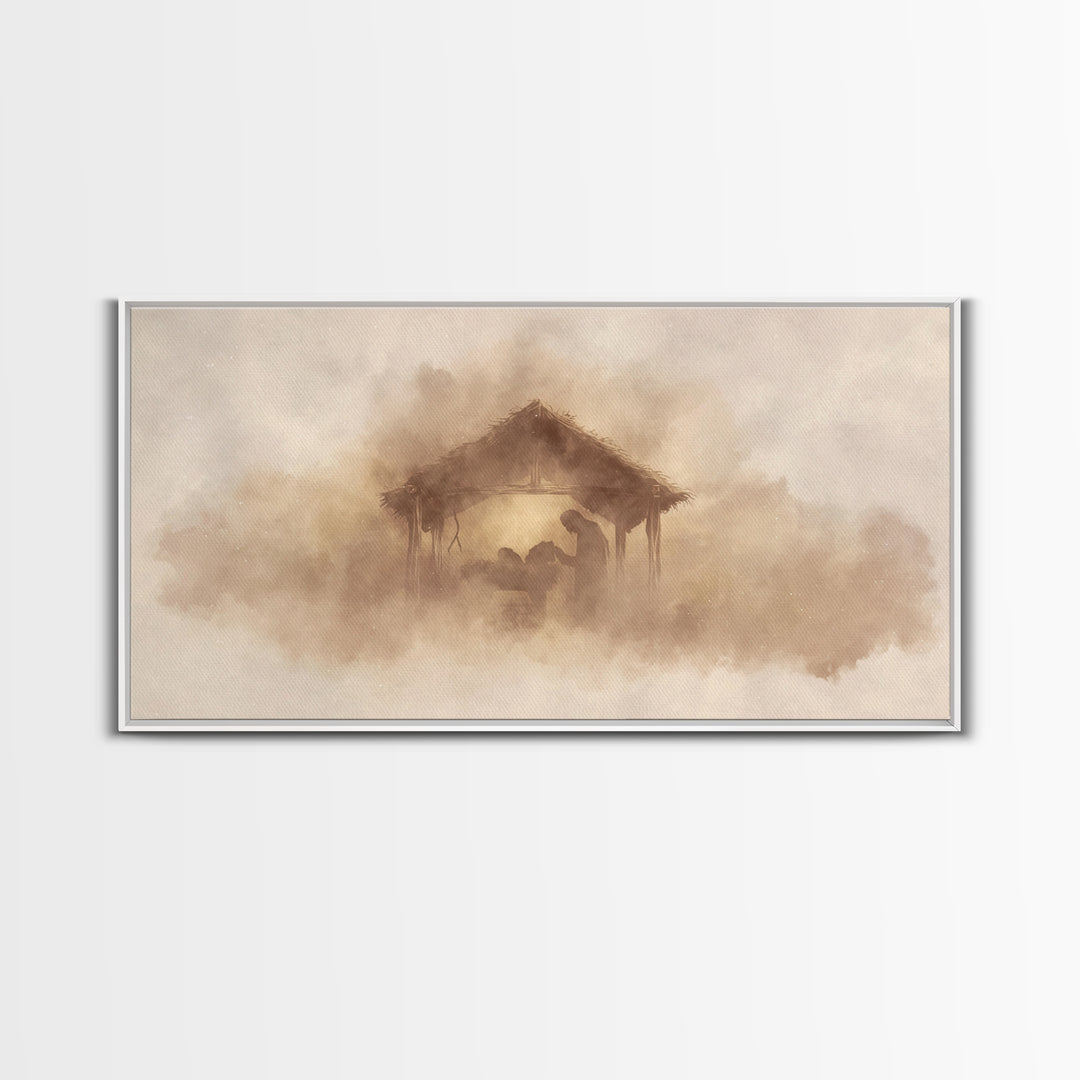 Silent Nativity – Framed Canvas Print – Christian Wall Art – Jesus Painting – Christian Christmas Art – Christmas Wall Art – Christian Deco