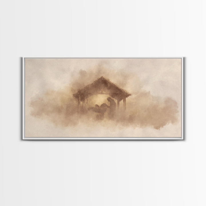 Silent Nativity – Framed Canvas Print – Christian Wall Art – Jesus Painting – Christian Christmas Art – Christmas Wall Art – Christian Deco