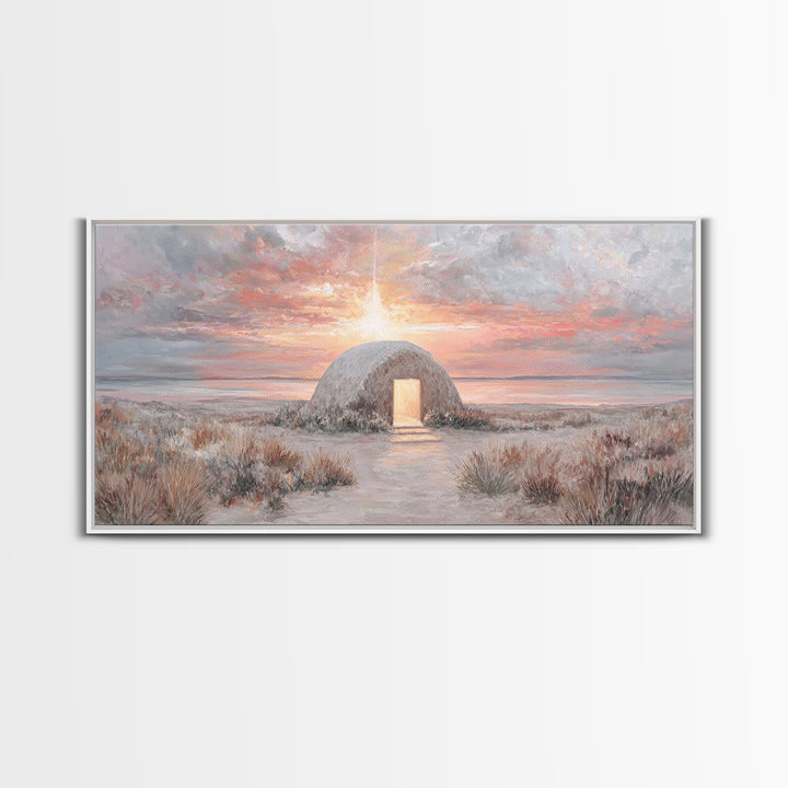 Manger Light – Framed Canvas Print – Christian Christmas Art – Christmas Wall Art – Jesus Painting – Christian Art Canvas – Christian Decor