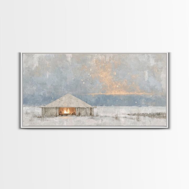 Sacred Arrival – Framed Canvas Print – Christian Art Canvas – Jesus Painting – Christian Wall Art – Christian Christmas Art – Christian Dec