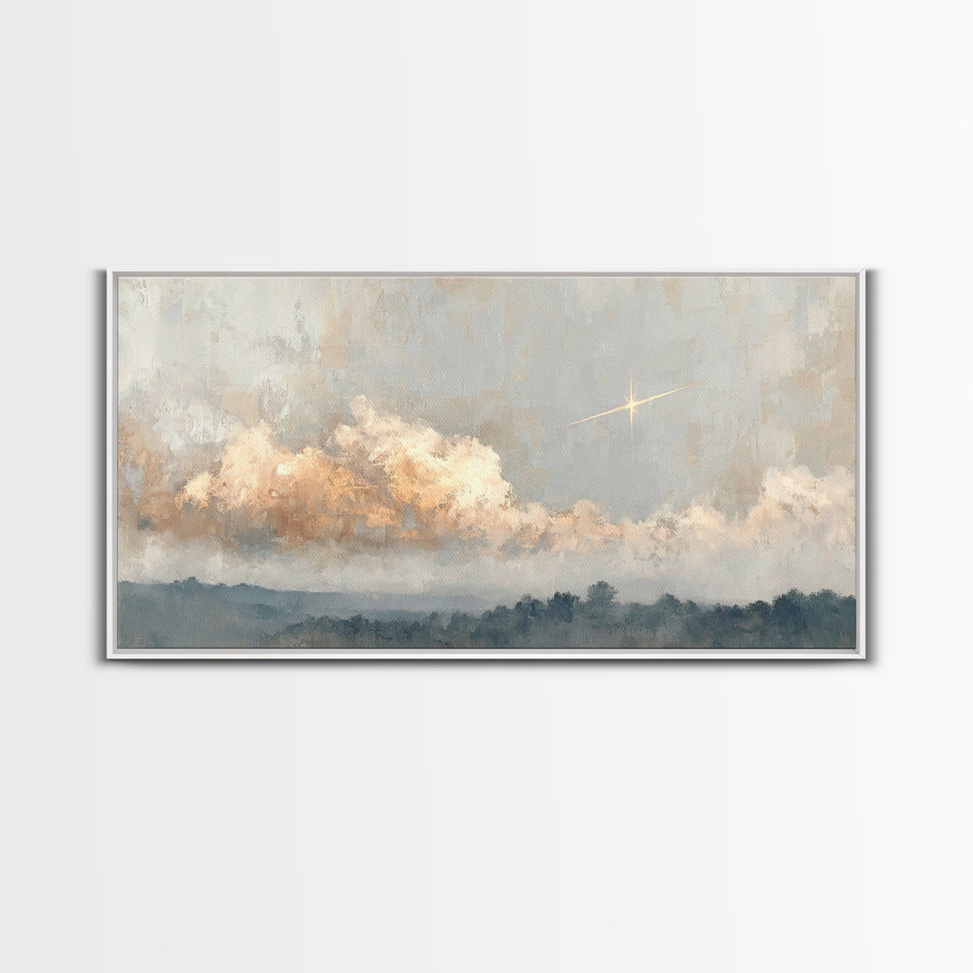 Guiding Star Dawn | Framed Canvas Print | Christian Wall Art | Subtle Christian Art | Christmas Art Work | Christian Art Canvas