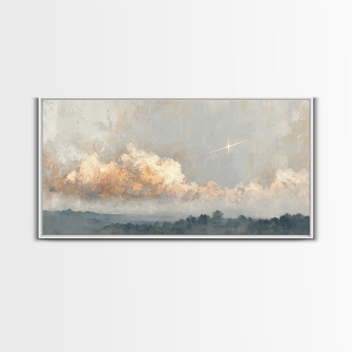Guiding Star Dawn | Framed Canvas Print | Christian Wall Art | Subtle Christian Art | Christmas Art Work | Christian Art Canvas