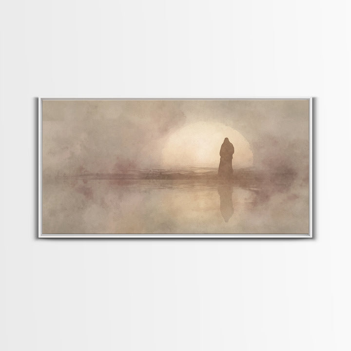 Divine Manger Glow, Framed Canvas Print, Christian Wall Art, Christian Art Canvas, Jesus Painting, Christmas Art, Christian Christmas