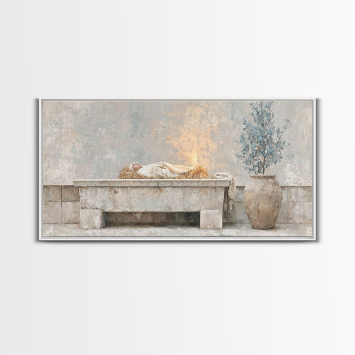 Nativity Dawn – Framed Canvas Print | Christian Christmas Art | Christmas Wall Art | Jesus Christmas Art | Christian Art Canvas | Christmas