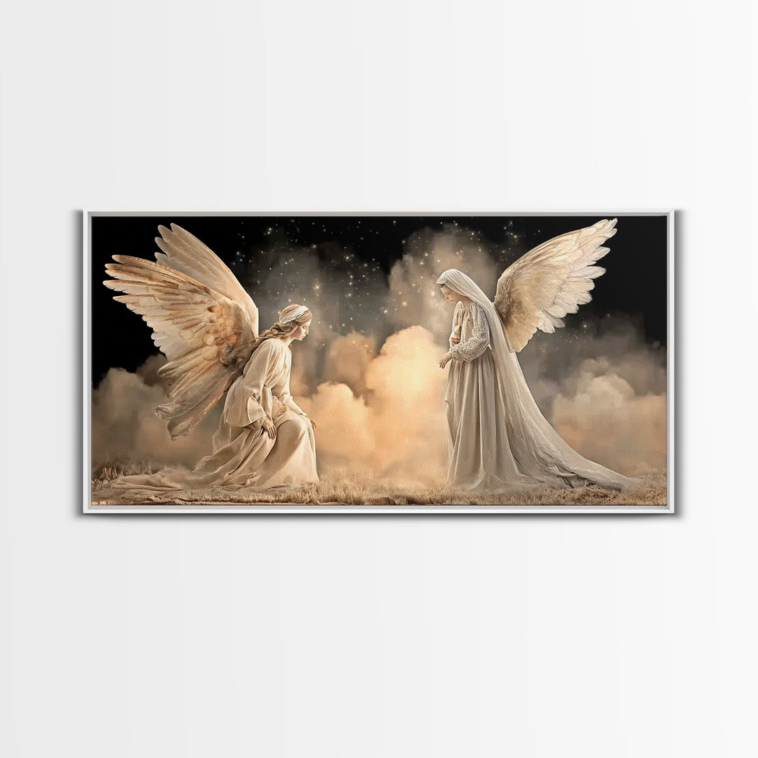 Angelic Reverence – Framed Canvas Print – Christian Art Canvas – Christian Wall Art – Modern Christian Art – Christian Christmas Art
